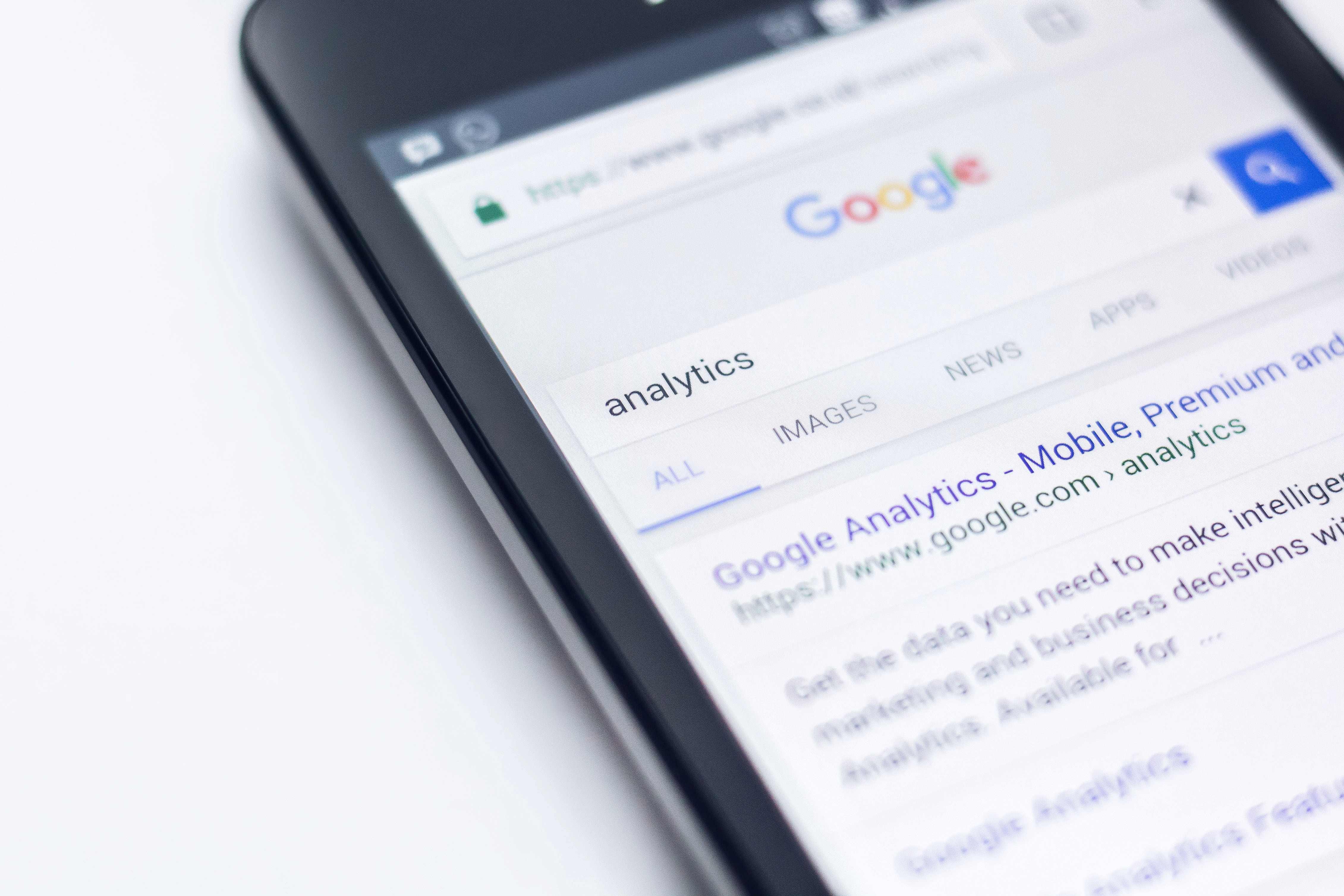 screen of Google analytics