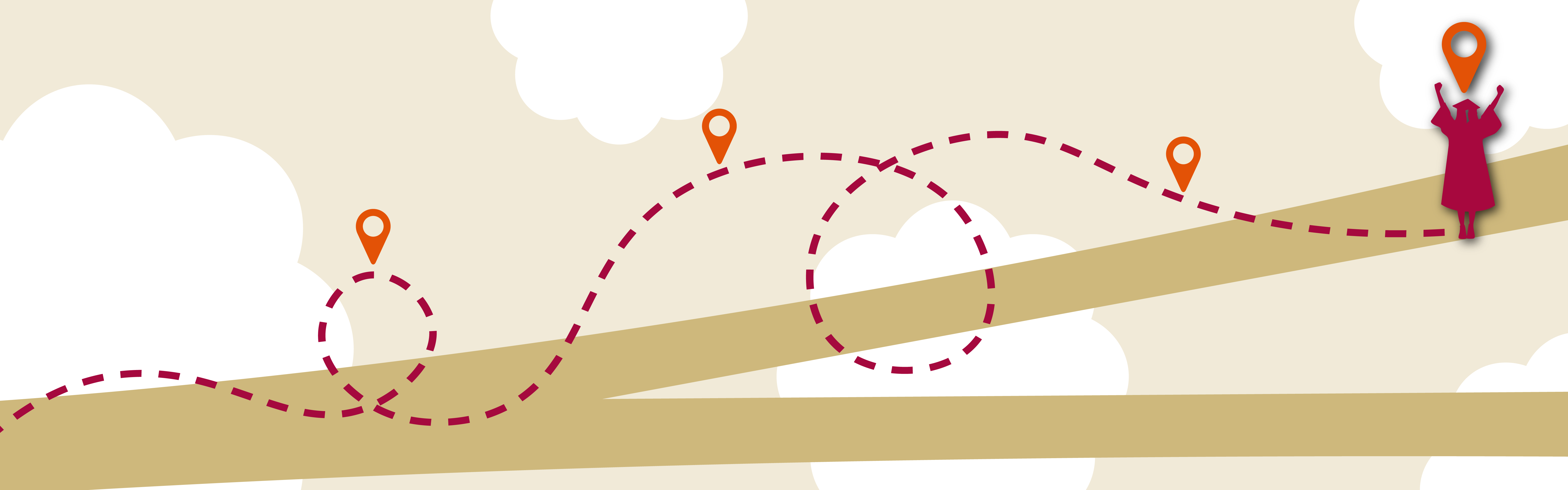 Graphic of person graduating at the end of a path