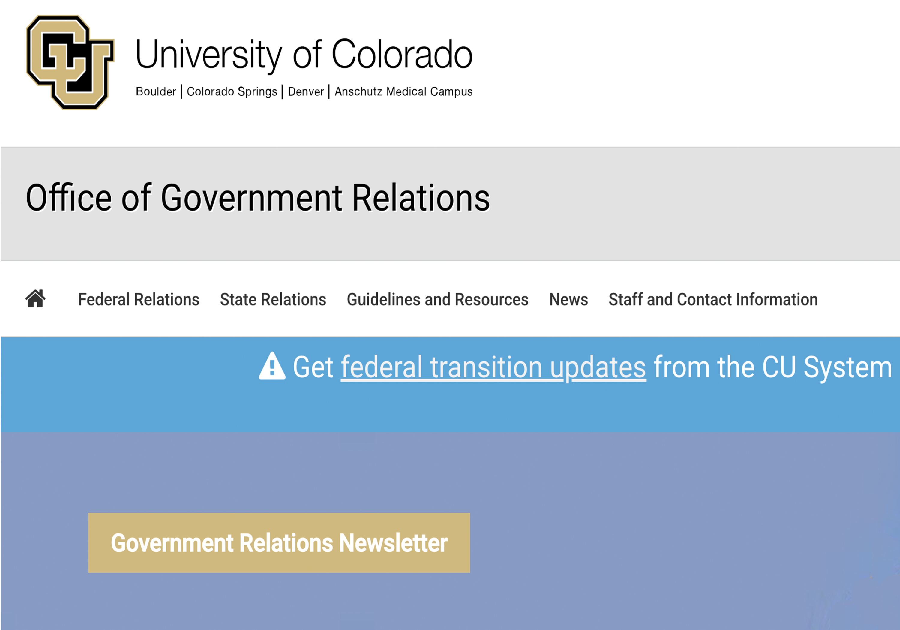 CU webpage-Office of Government Relations