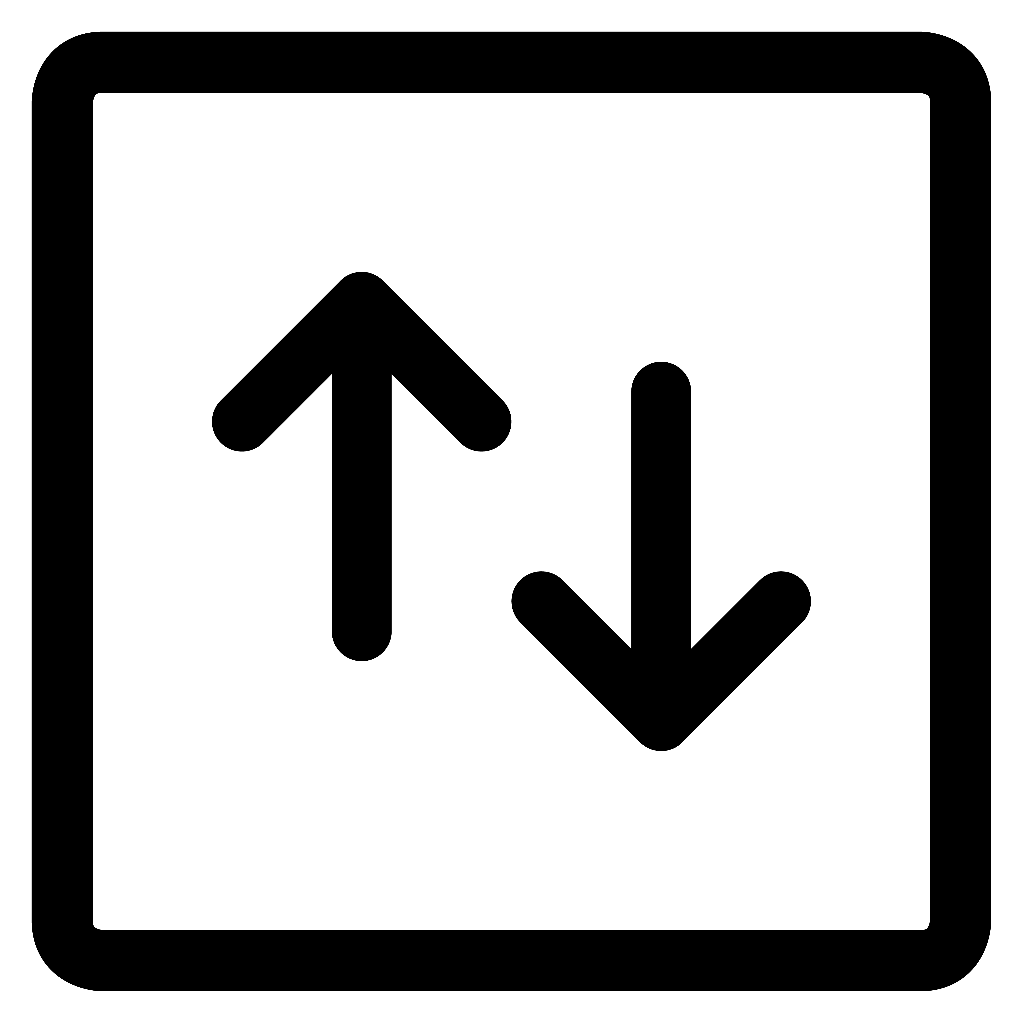 Icon of two arrows pointing up and down within a square
