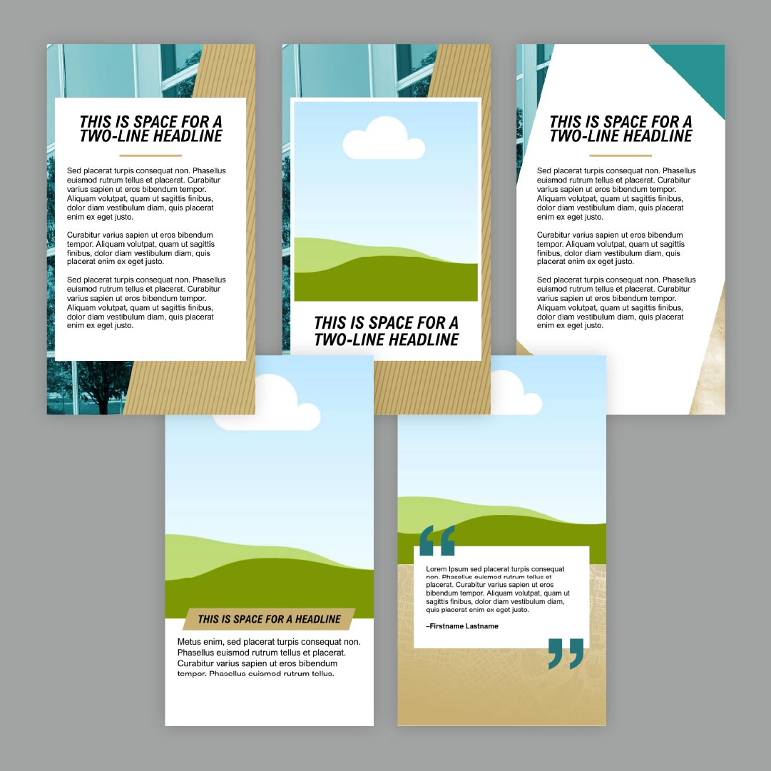 Mockup of CU Denver vertical social media templates